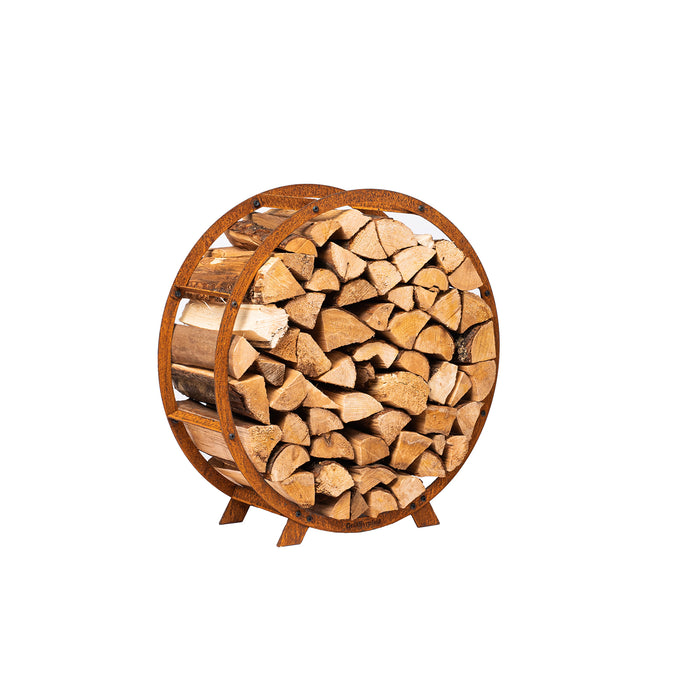 Corten Steel Firewood Rack Bern, Ø 72 cm