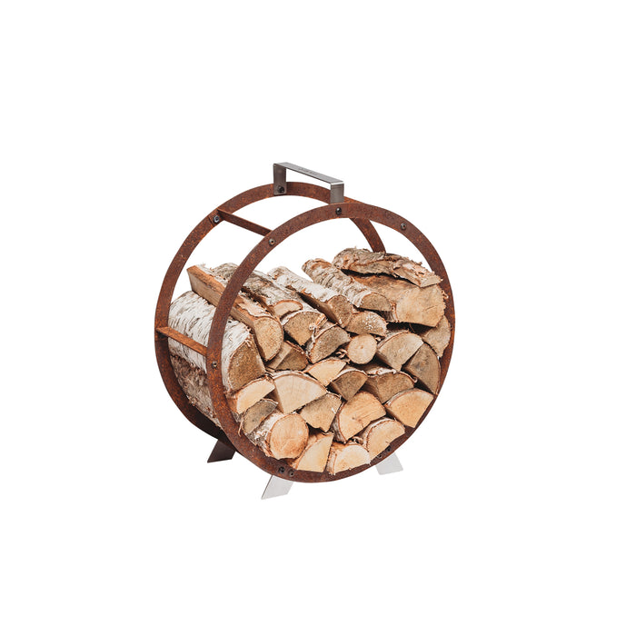 Corten Steel Firewood Basket Hugo, Ø 58 cm