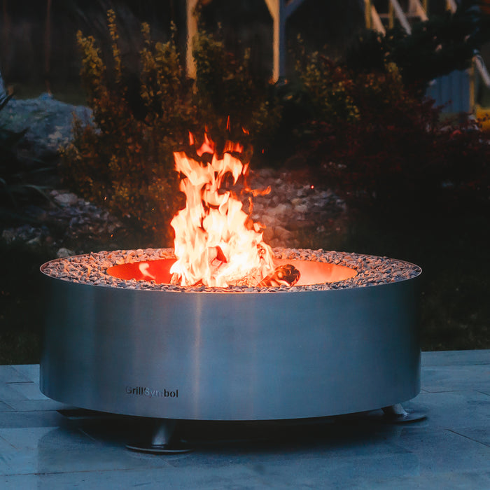 Stainless Steel Fire Pit Luna Silver, Ø 119 cm